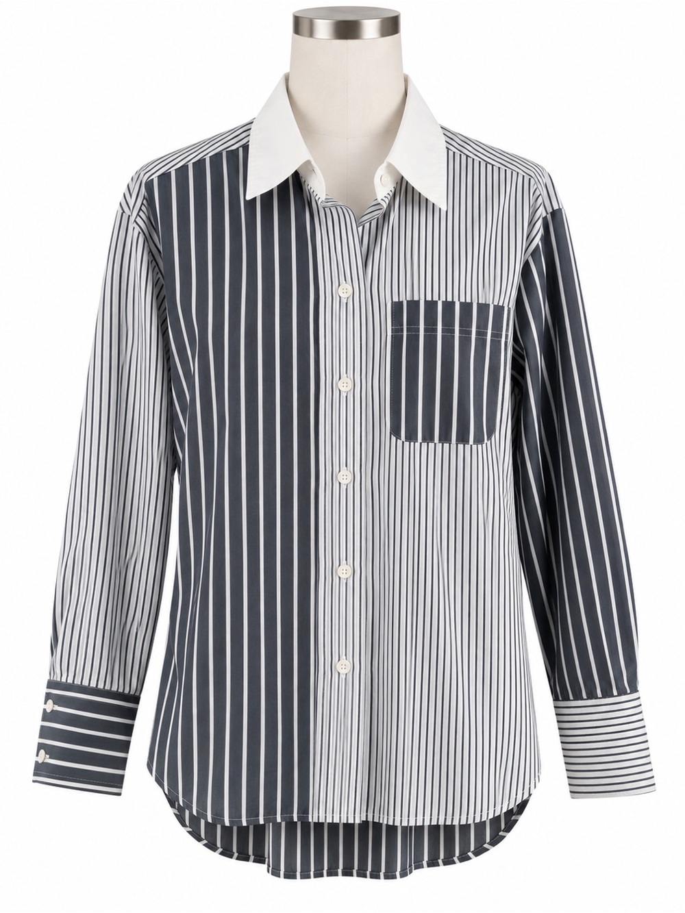 Banana Republic Mixed Stripe Collared Shirt Coastal Preppy career sz xs